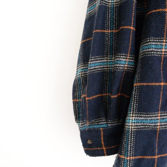 Vintage '90S Field Gear Navy Teal Checker Pattern 40% Wool Quarter Zip Sweater - Picture 8 of 13